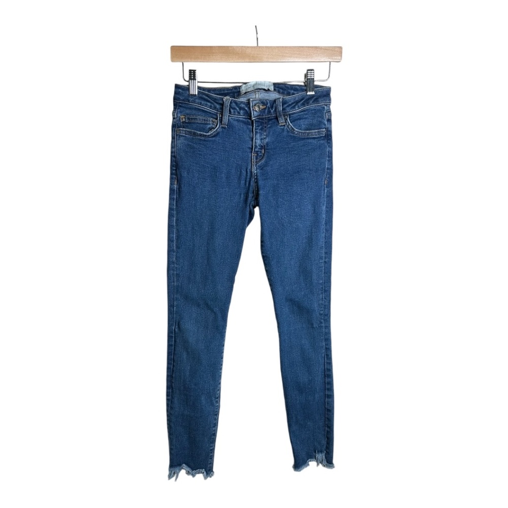 IRO Medium Wash Fragile Mid Rise Stretch Skinny Raw Hem Jeans Size 29